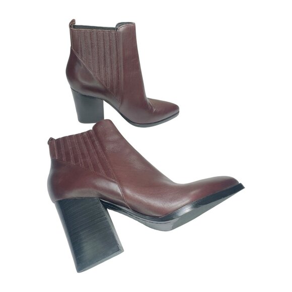 Marc Fisher ALVA Womens Brown Leather Ankle Boots Size 9.5M With Block Heels - Picture 8 of 9